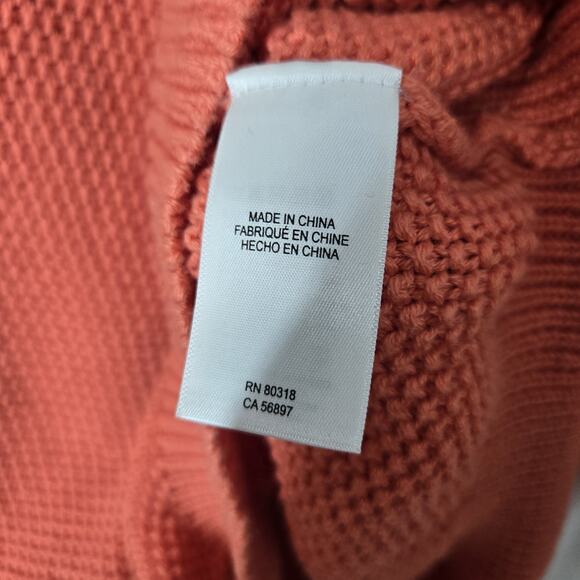 Lucky Brand Hooded Pullover Sweater Sz XL Coral Orange Knit Long Sleeve Slouchy - Picture 9 of 14